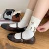4 Pairs Autumn Winter Funny Socks Women Simple Cat-Print Mid-Calf Socks High Autumn Cute Fashion Woman Socks