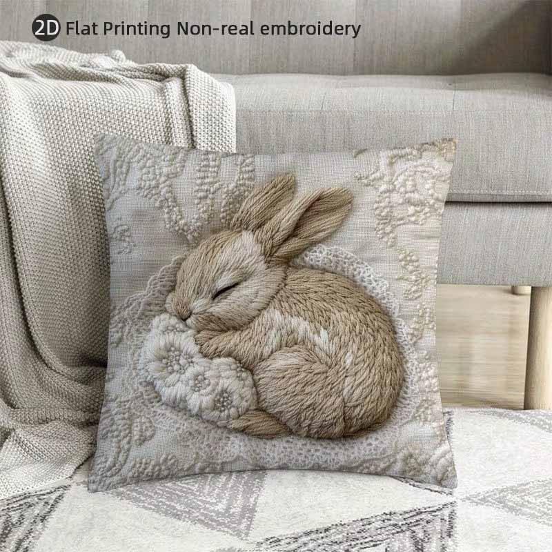 Cute animal print pillowcase: 2D flat printing, non-real embroidery, night sofa  night sofa cushion