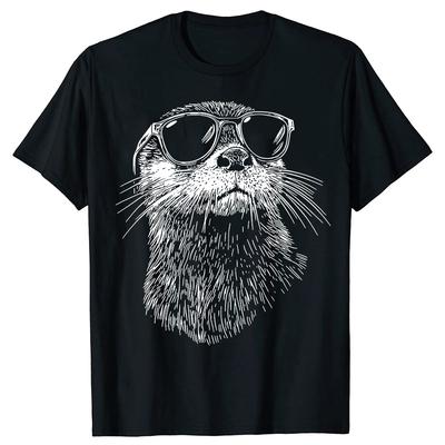 Funny Otter Sunglasses Graphic T Shirts Men Women Pure Cotton Humor Streetwear Tee Shirt Short Sleeve Unisex Loose Clothing