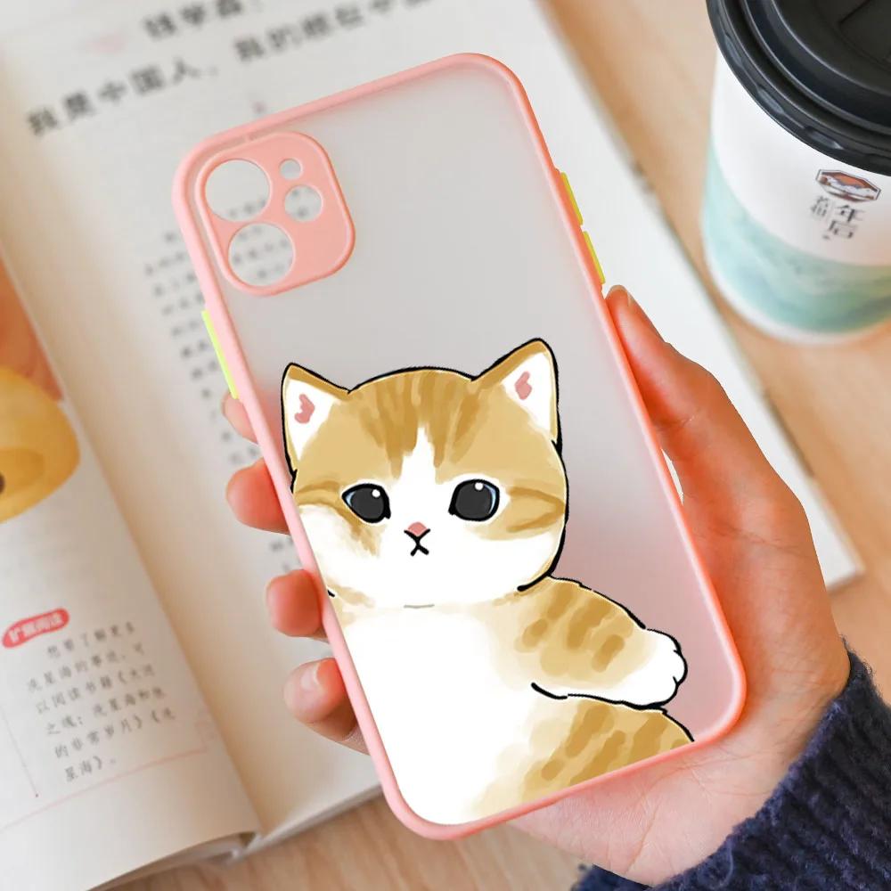 Cute Animal Cat Couple Phone Case For iPhone 17 16 15 11 12 13 14 Pro Max Mini 7 8 Plus SE Air Cartoon Hard Matte Cover Fundas