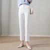 Women's High Waist Straight Leg Cotton Trousers - Autumn 2025 Suit Pants In White