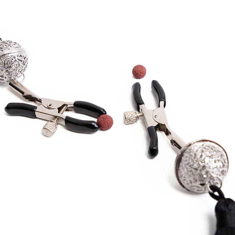 MOGlovers Adult Toy Women Sm Metal Nipple Clamp with Tassels Y Toys for Men Bdsm Clip on Ring