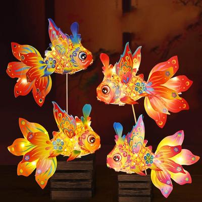 Fish-Shaped Mid-Autumn Festival Fish Lantern Handmade With Led Light Handheld Fish Lantern Good Luck