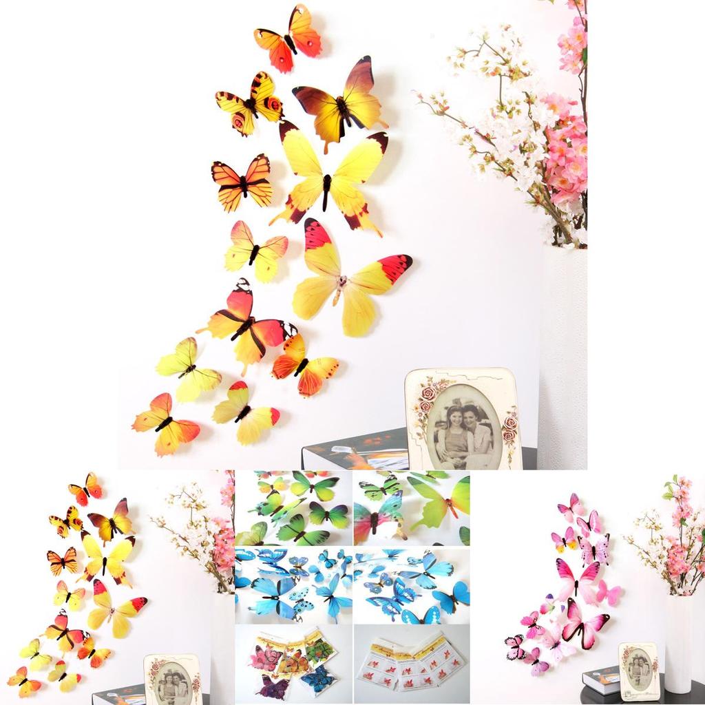 Exquisite 12pcs 3d Butterfly Wall Stickers Perfect For Stylish Bedroom Decor And Decoration