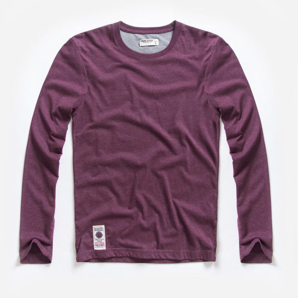 Wovey Heren Effen Kleur T-shirt Multi-Color Wassen Gebreid T-shirt Mannen Lente Herfst T-shirt Katoenen Top met Lange Mouwen XXXL