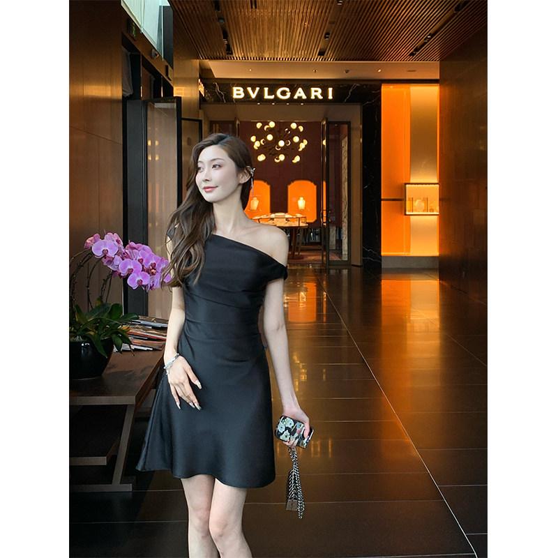 Qian An an French Off-the-Shoulder Mermaid Dress - Elegant Waist-Cinching Gown Extra Small