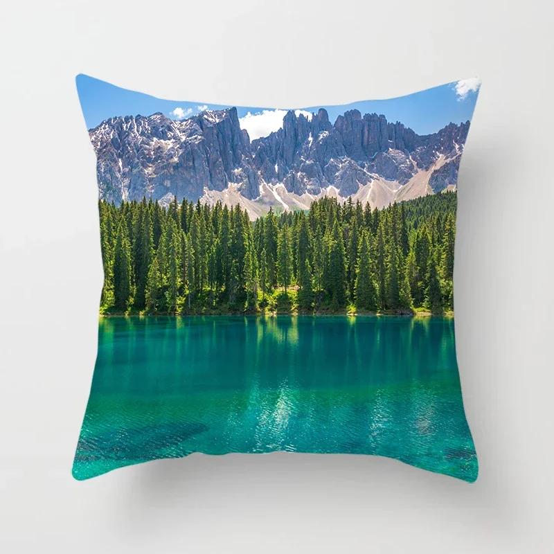 Mountains, Rivers, Forests, Landscape Pillowcases, Sofa Furnishings, Office Cushion Covers, Bedroom Room Home Decoration X