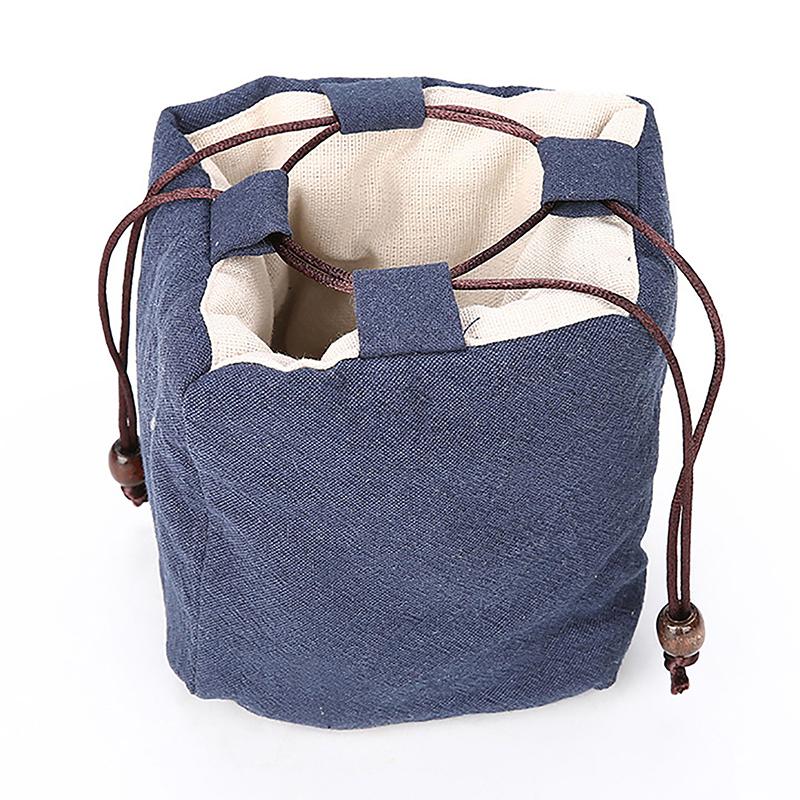 Tea Set Bag Cotton Linen Crafts Tea Cup Cloth Bag Travel Portable Tea Set Shock-Resistant Anti-Collision Thickened Storage Bag