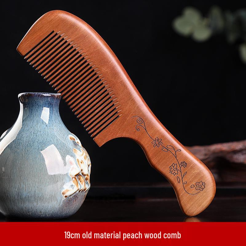 Natural Anti-Static Peach Wood Comb for Men & Women’s Long Hair with Buffalo Horn
