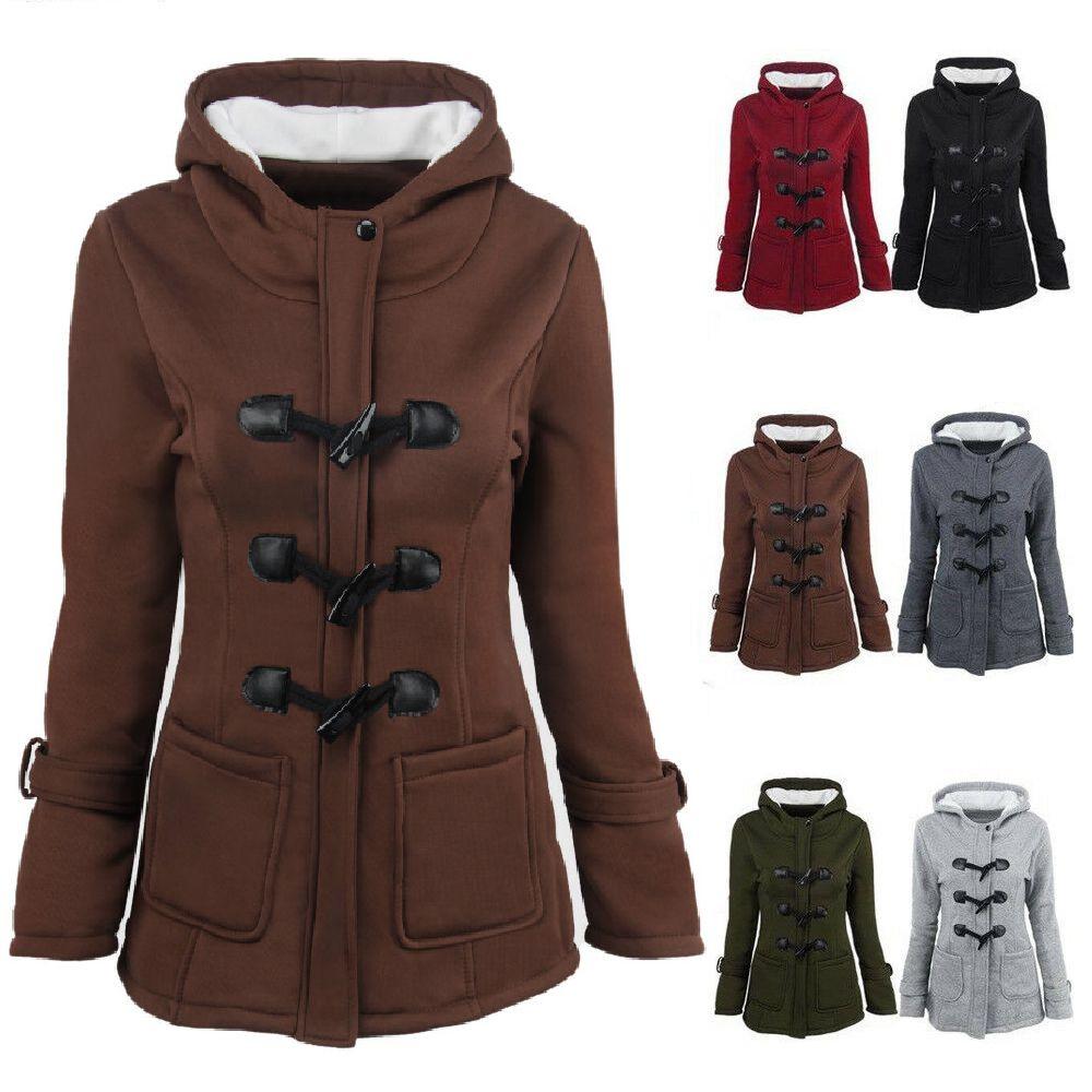 Elegant Women Trench Parka Hooded Coat Jacket Outwear Winter Warm Long Overcoat