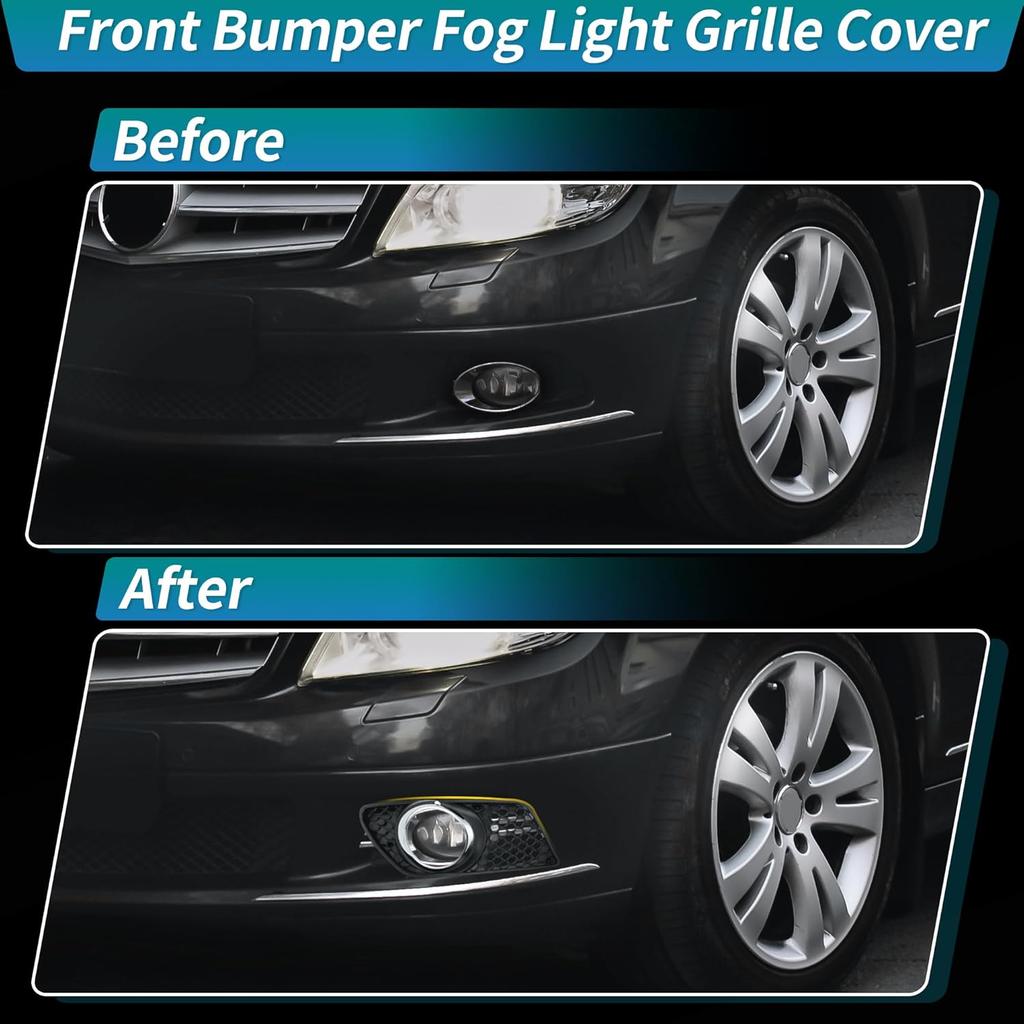 Fog Light Grill for Mercedes Benz C230 C250 C300 C350 W204 Front Bumper Fog Light Grille Cover 1 Pair Fog Light Chrome Shell A2048850253/A2048850353