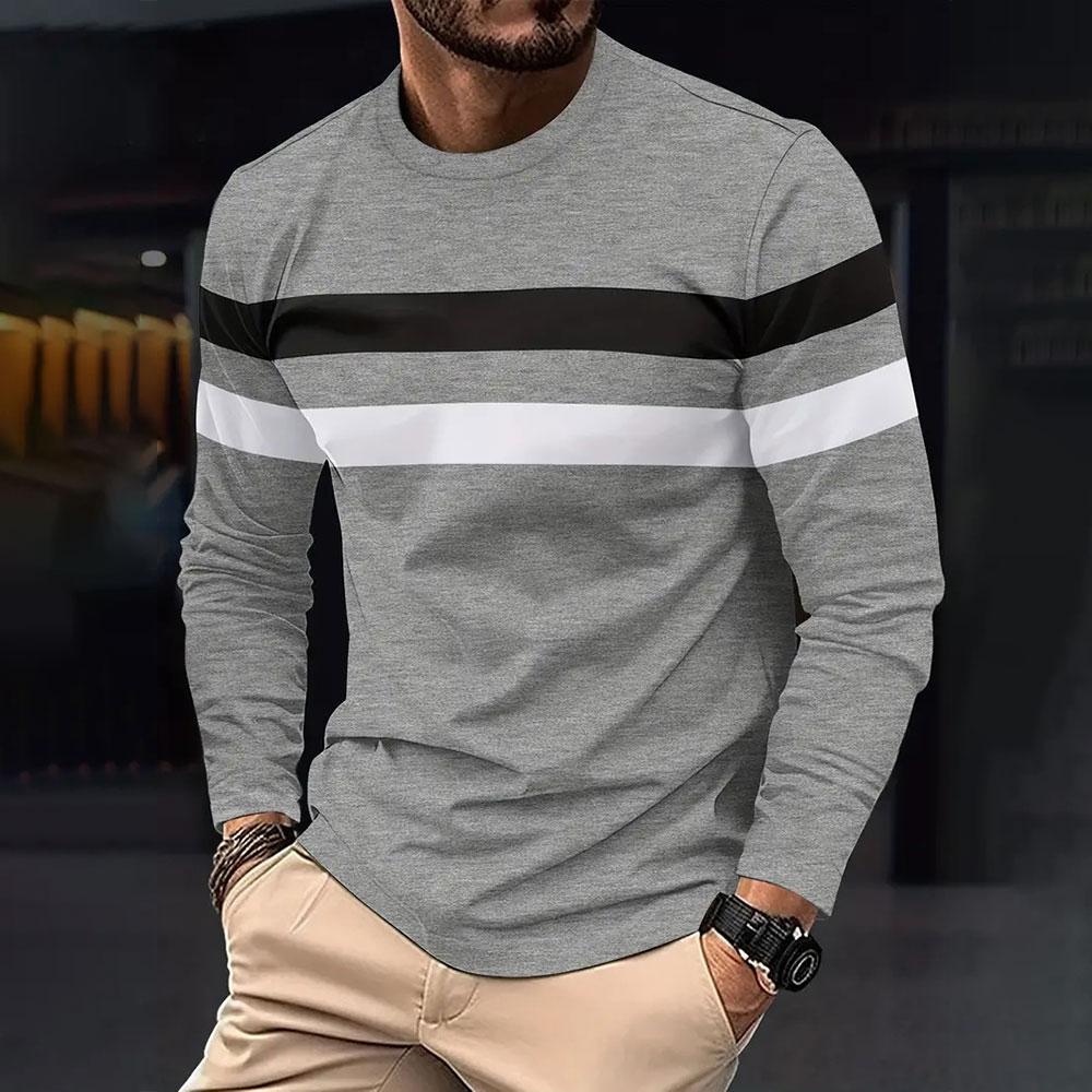 Men's Large Size Loose 3d Color T-shirt Autumn New Fashion Round Neck Long Sleeve Tshirt Men Street Daily Casual Sports Shirt