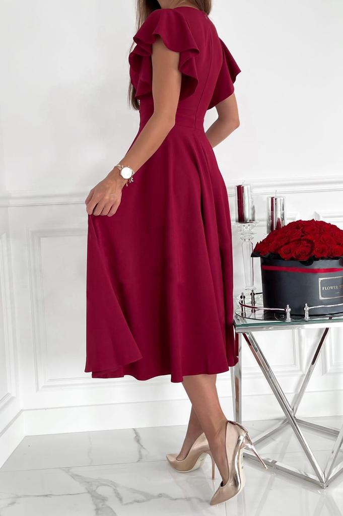 2023 European & American V-Neck Ruffle Sleeve Casual Party Dress