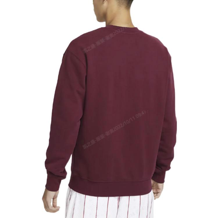 Jordan Solid Crew Neck Pullover With Brand Logo Men Sweatshirt Cherrywood-Red FB3910-680