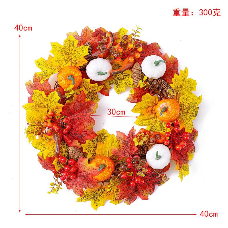 

Праздник урожая Кленовый лист Ротанг Хэллоуин Осенний тыквенный венок Дверной подвесной бар Украшения Подставка для венка