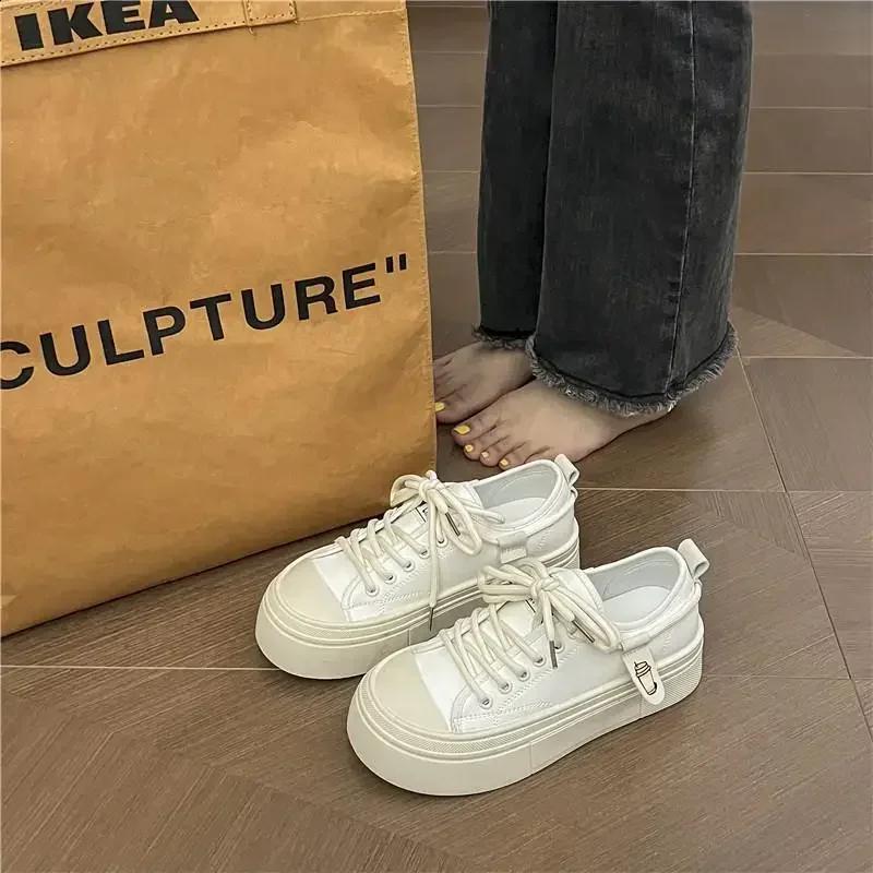 Small White Shoes Casual Female Sneakers Women Wedge Basket 2025 Round Toe Modis Clogs Platform All-match Shallow Mouth Autumn S