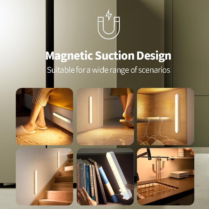 Compact LED Night Light Desk Lamp - USB Rechargeable Magnetic Dimming, Eye-Protecting Closet Light for Office Study Home