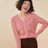 Women's Candy Color V-Neck Cashmere Sweater - Fashionable Knit Base Layer for Autumn/Winter 2025.