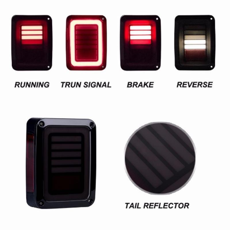 LED Tail Lights Smoke Lens For Jeep Wrangler 2007-2017 JK JKU With Break Back Up Light Reverse Turn Parking Signal Lamp Assembly