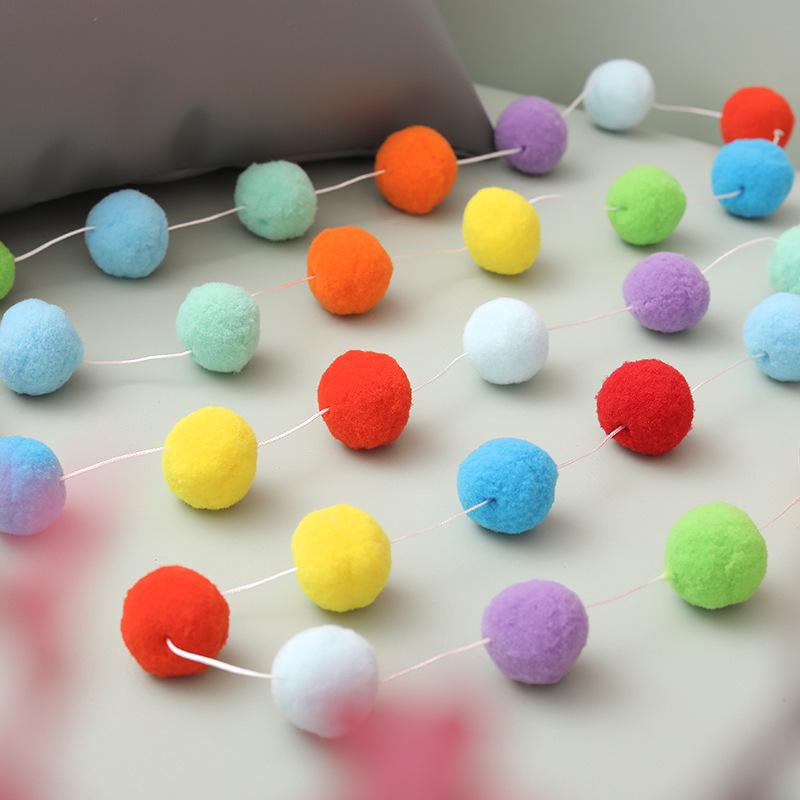 2.5Meter Colorful Pompom Pendant Garland Ins Nordic Style Wool Felt Ball String DIY Handmade Nursery Children Room Decor