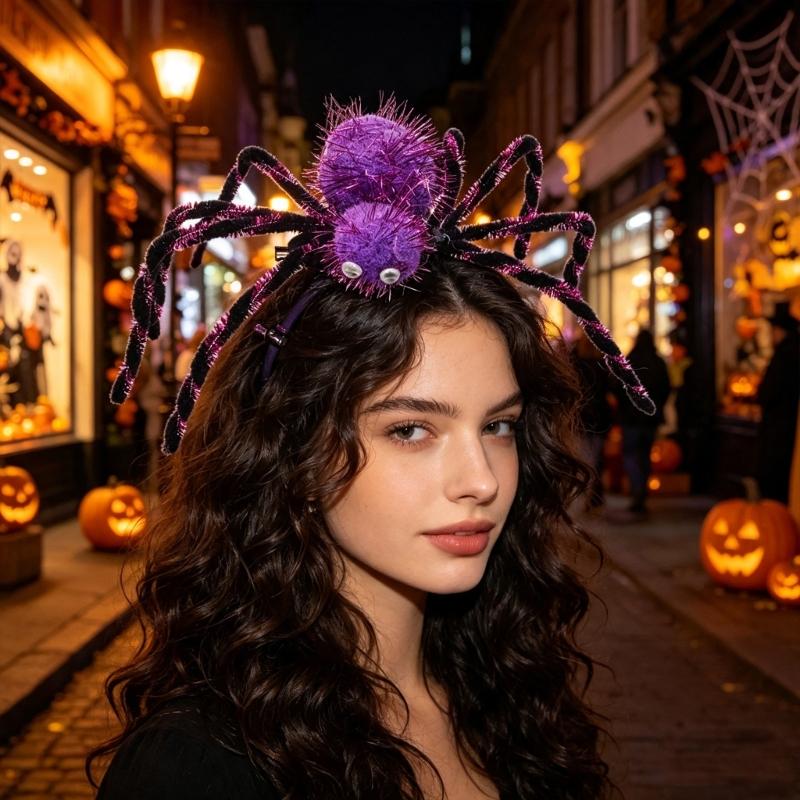 Plush Halloween Hair Clip Spiders Role Play Accessory with Spiders Legs and Clip On Hold for Party Photos and Costume Wear