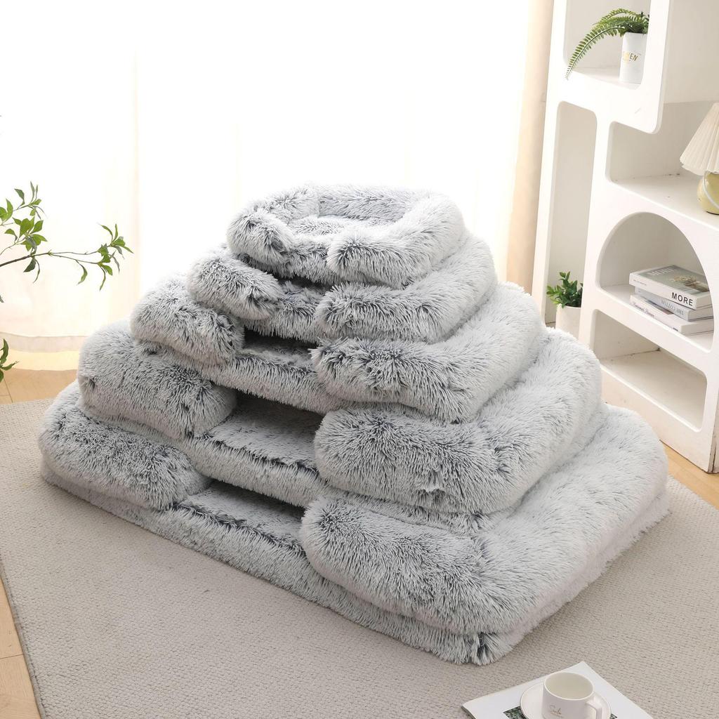 Plush Round Pet Bed for Dogs & Cats - Winter Dog Mat