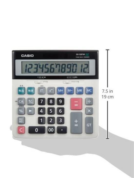Casio Standard Tax Desk 12 Calculator, Calculation/Adder System, Type, Digits, DS-120TW