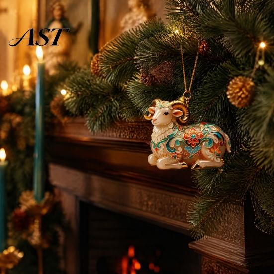 Decorative Acrylic Christmas Tree Decoration 2D Goat Ornament, Cute Animal Sheep Hanging Decor for Lightweight Holiday Accessory Tree, Party