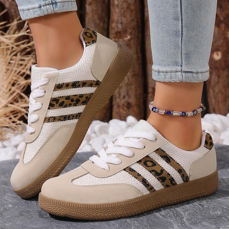 New Spring & Autumn Plus Size Women's Retro Leopard Casual Shoes, European American Cross-border Leopard Print Trainer Sneakers