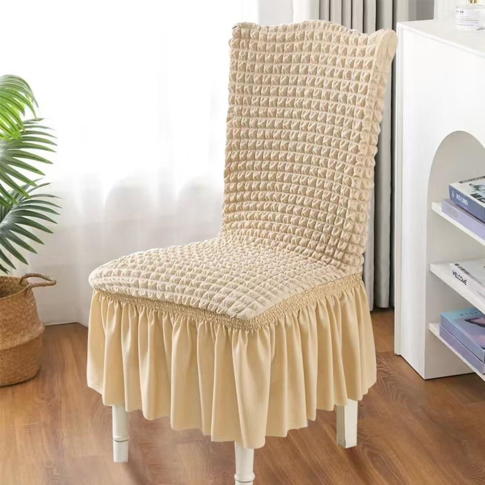Seersucker Stretch Puff Chair Cover Long Skirt Universal Chair Slipcover Removable Elasticity Backrest Chair Case Home Use