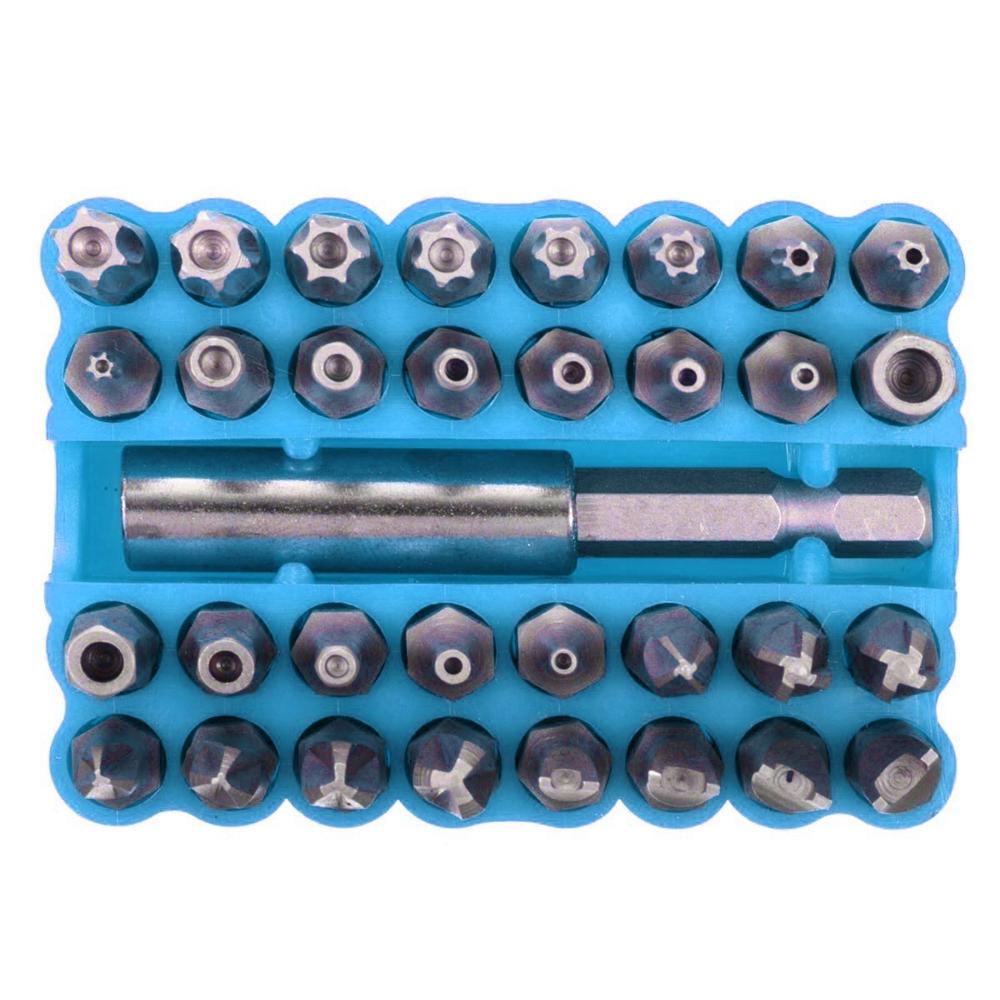33pcs Tamper Proof CRV6150 Screwdriver Bit Set with Magnetic Holder for Any Drills Screwdriver Nutdrivers Bits Hand Tools with