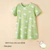 Girls' Antibacterial Cotton Cartoon Pajamas - Short Sleeve Summer Nightgown