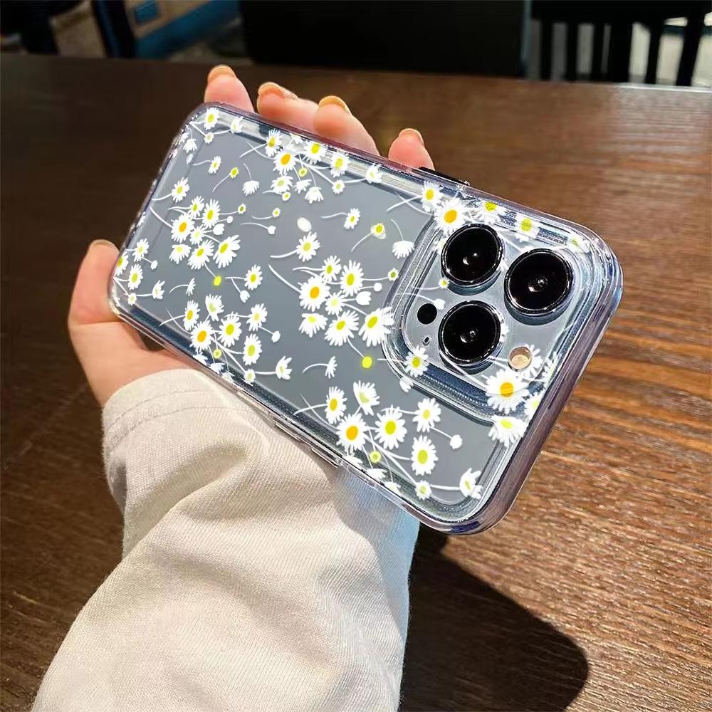 Cute Little Daisy Flowers Clear Phone Case for iPhone 17 Pro Max 16 15 Pro 14 13 12 11 XR XS 17Air 16 Plus Silicone Cover