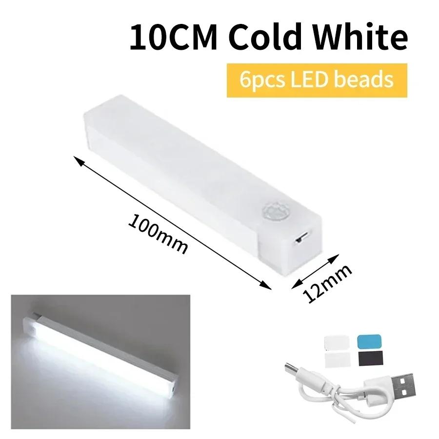 LED Motion Sensor Light Wireless Rechargeable Strip Night Light Magnetic Mount Smart Closet Cabinet Lighting