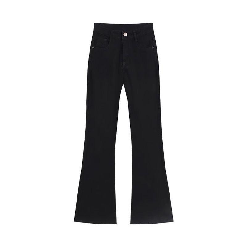 Plus-Size Black Fleece-Lined Slimming Wide-Leg Jeans for Women, Pear-Shaped, Straight-Leg, Spring/Autumn