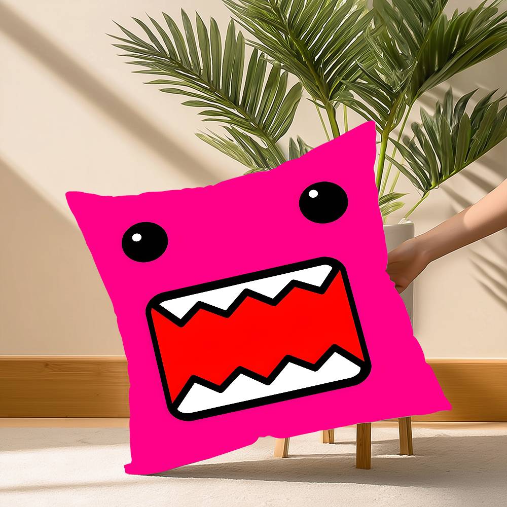Cool Cute D-Domo KunS Face Pillow Case Soft Plush Fabric Double Sided Print Decorative Home Living Room Gift Cushion