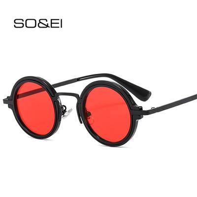 SO&EI Fashion Small Round Men Punk Sunglasses Retro Clear Gradient Shades UV400 Women Trending Sun Glasses