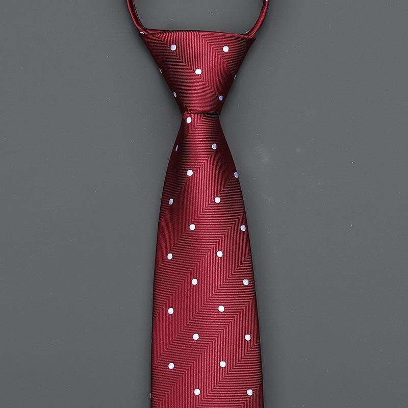 Burgundy Zip-Up Tie Men And Women Formal Wear Business Groom Best Man Wedding Korean Version No Striped Tie