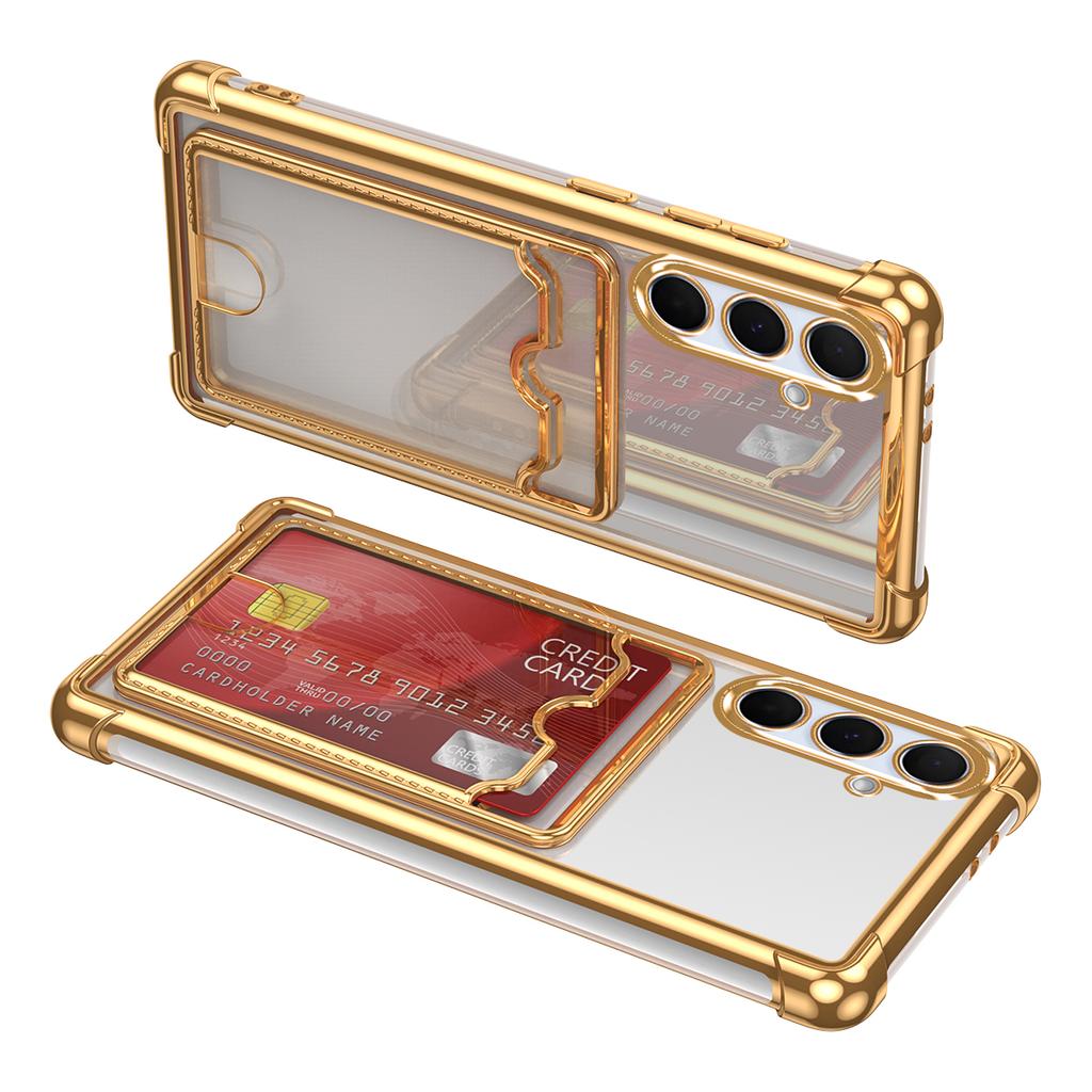 Card Slot Bag Clear Case For Samsung S26 S25 Edge S24 S23 S22 S21 S20 Note 20 Ultra Plus FE A56 A36 A26 A16 A06 Plating Cover