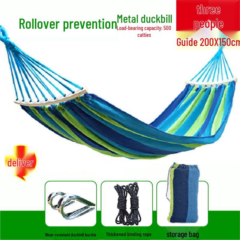 Reinforced Wooden Stick Canvas Outdoor Camping Hammock