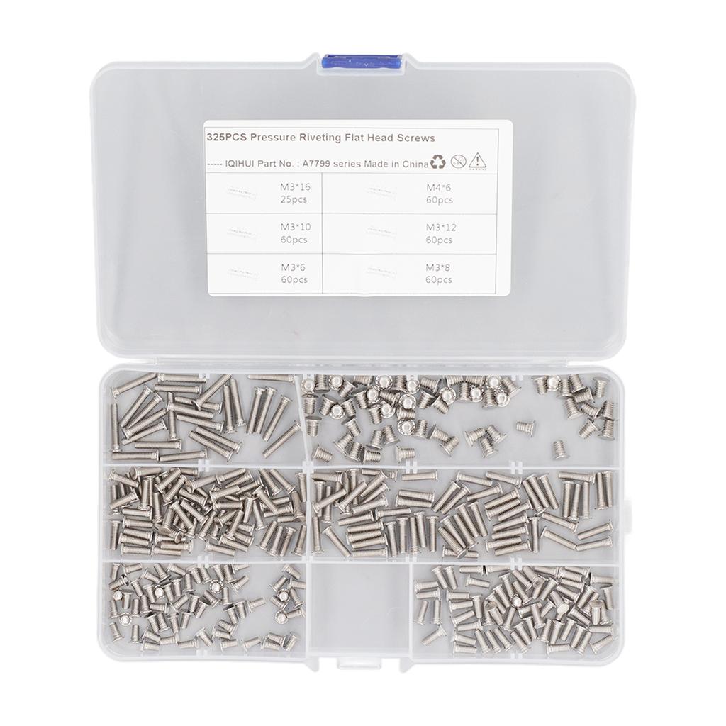 325 Piezas Tornillos de Soldadura por Puntos 6 Tipos M3 M4 Acero Inoxidable Espárragos de Soldadura Tornillos de Cabeza Plana para Maquinaria