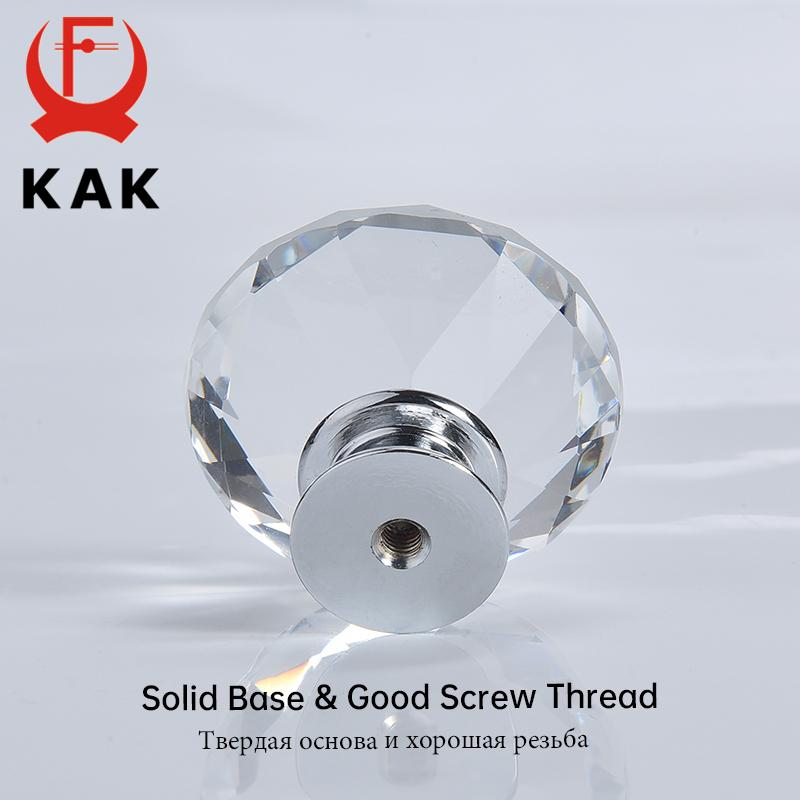 KAK Gold Diamond Crystal Glass Cabinet Knobs and Handles Cupboard Door Pulls Zinc Alloy Kitchen Handle Furniture Door Hardware