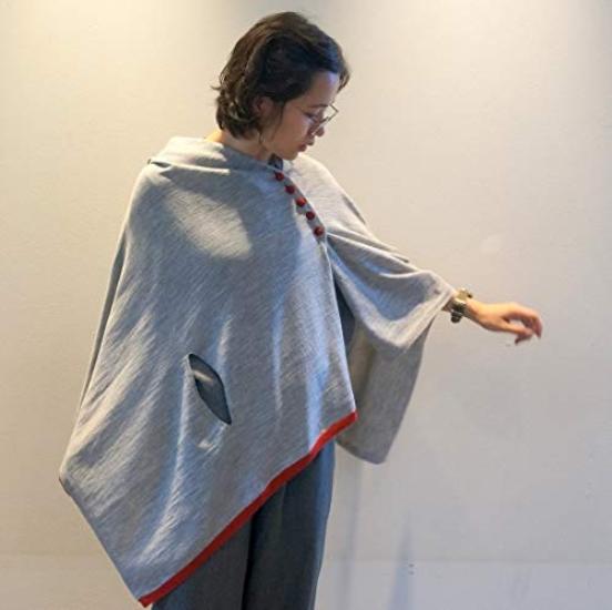 Autumn Nico Stole Poncho Kinomi Colors Merino Wool Stylish for Women [Saifuku Co., Ltd.] (5 Available) Cardigan, Thick, Fall/Winter Throw, (Mocha) #07