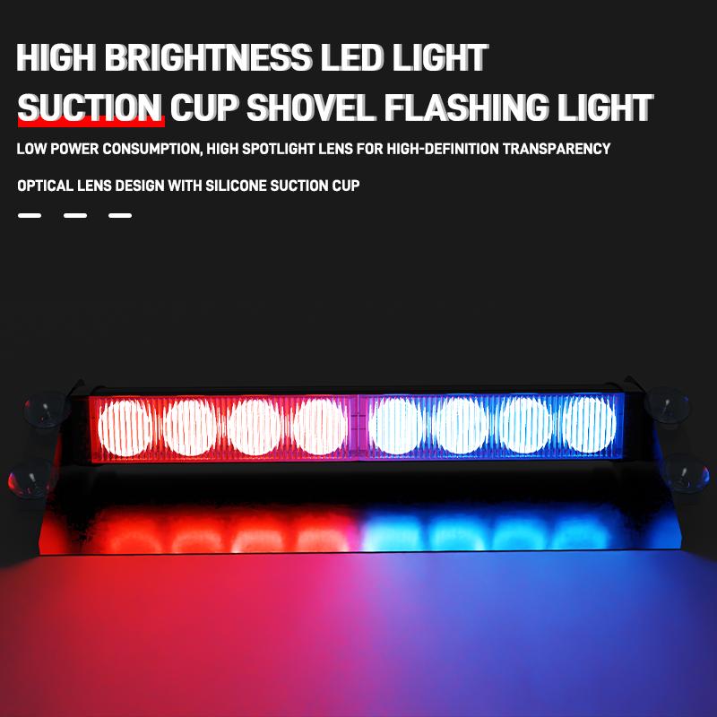 12V Car Flashing Signal Lamp 8LED Multi Mode Strobe Light Windshield Emergency Warning Lights Beacon Red Blue Auto Accessories