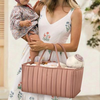 Portable Baby Diaper Organizer Bag with Handle Large Capacity Multipurpose Travel-Friendly Baby Essentials Storage Bag Handbag