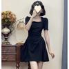 Square Collar Temperament New Niche Design Sense Pear Shape Large Size Sweet Spicy Pure Dress Women's Summer Black