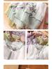 Women's Chinese Floral Embroidered Blouse: Loose Fit, Three-Quarter Sleeve, Contrast Color, Lapel-Style Tea Dress