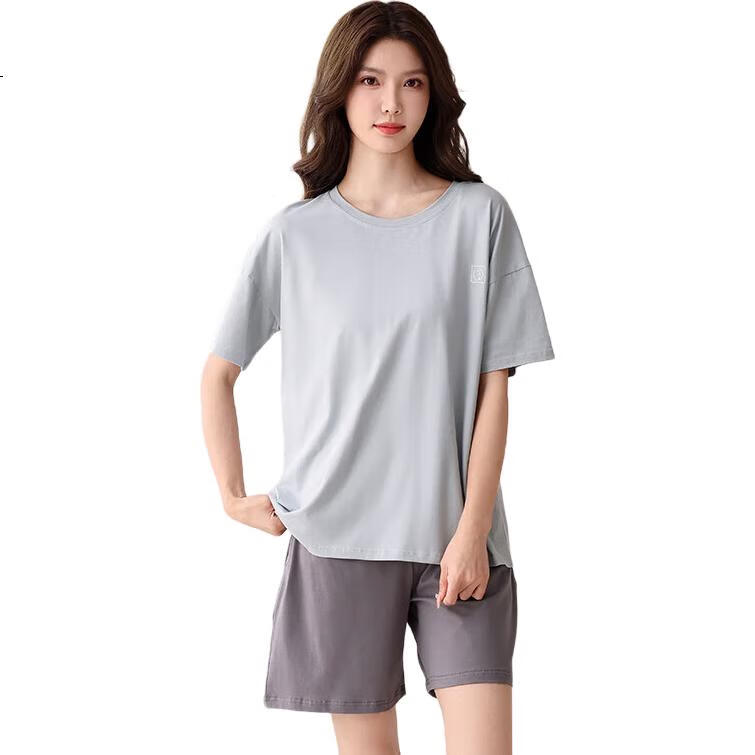 JOAE [Super Cool Series] High-End Women's Pajamas, Combed Pure Cotton Loungewear, Women's Short-Sleeve Pullover Sleepwear