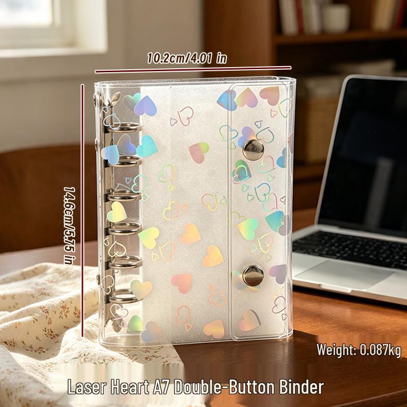INS Style A6 Transparente Loseblatt-Handbuchhülle - Koreanisches ABC Flaches Abnehmbares A7/A8 Notizbuch DIY Cover