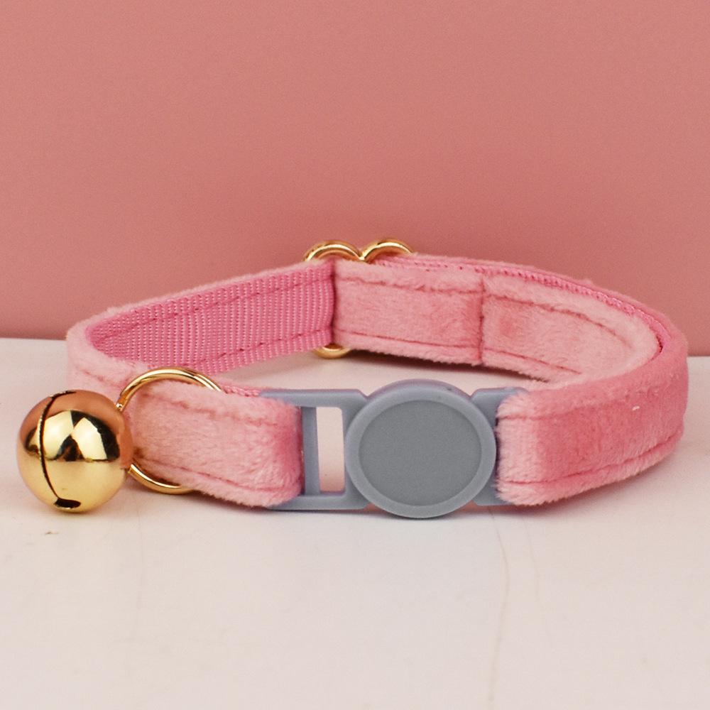 

Pet collar velvet cat collar flat gray safety buckle cat collar cute bell cat collar bow S